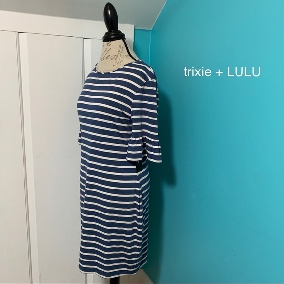𝅺trixie + LULU Denim/Off White Striped Dress - Picture 1 of 6
